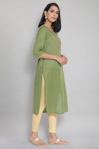Green Zari Embroidered kurta