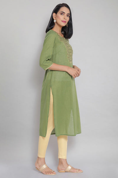 Green Zari Embroidered kurta