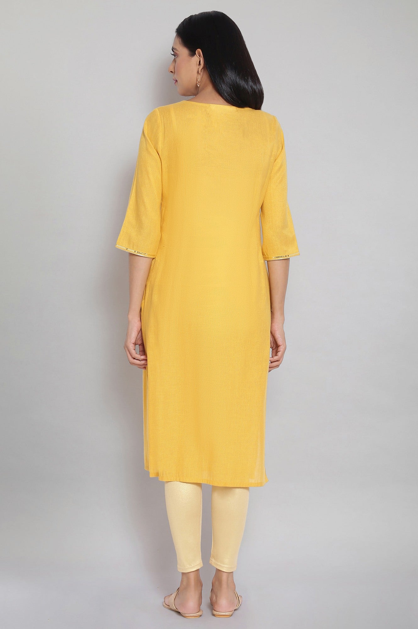 Yellow Zari Embroidered kurta