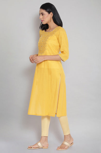 Yellow Zari Embroidered kurta