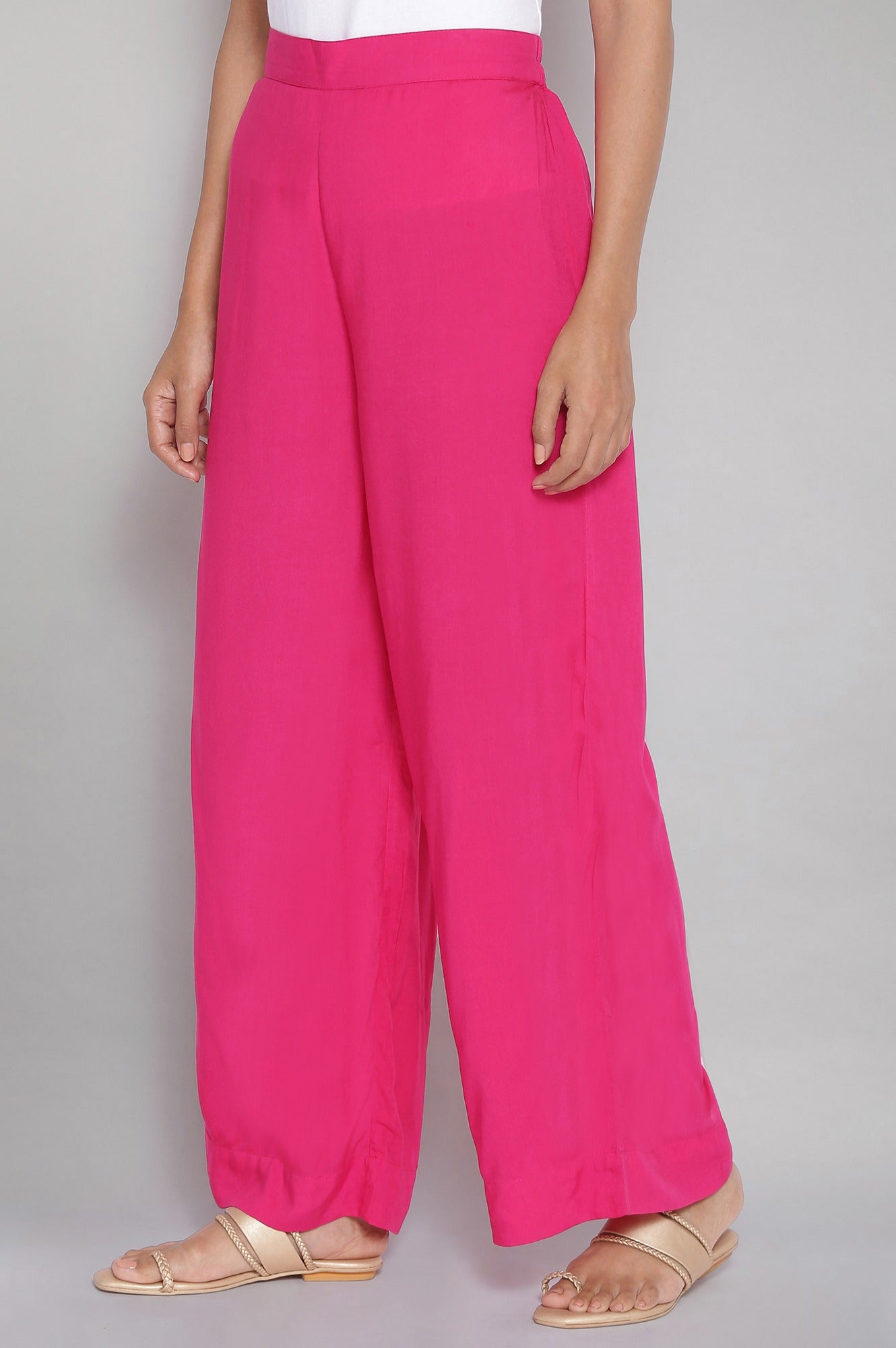 Pink Solid Palazzos