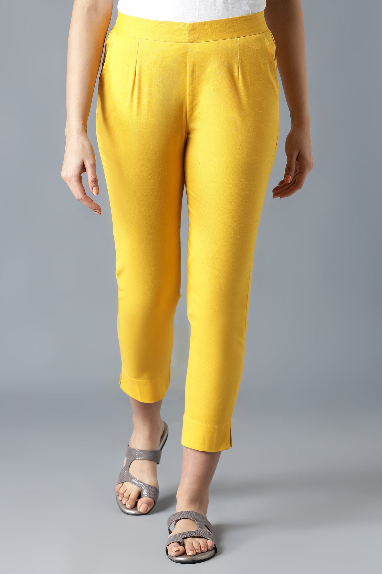 Yellow Solid Trousers