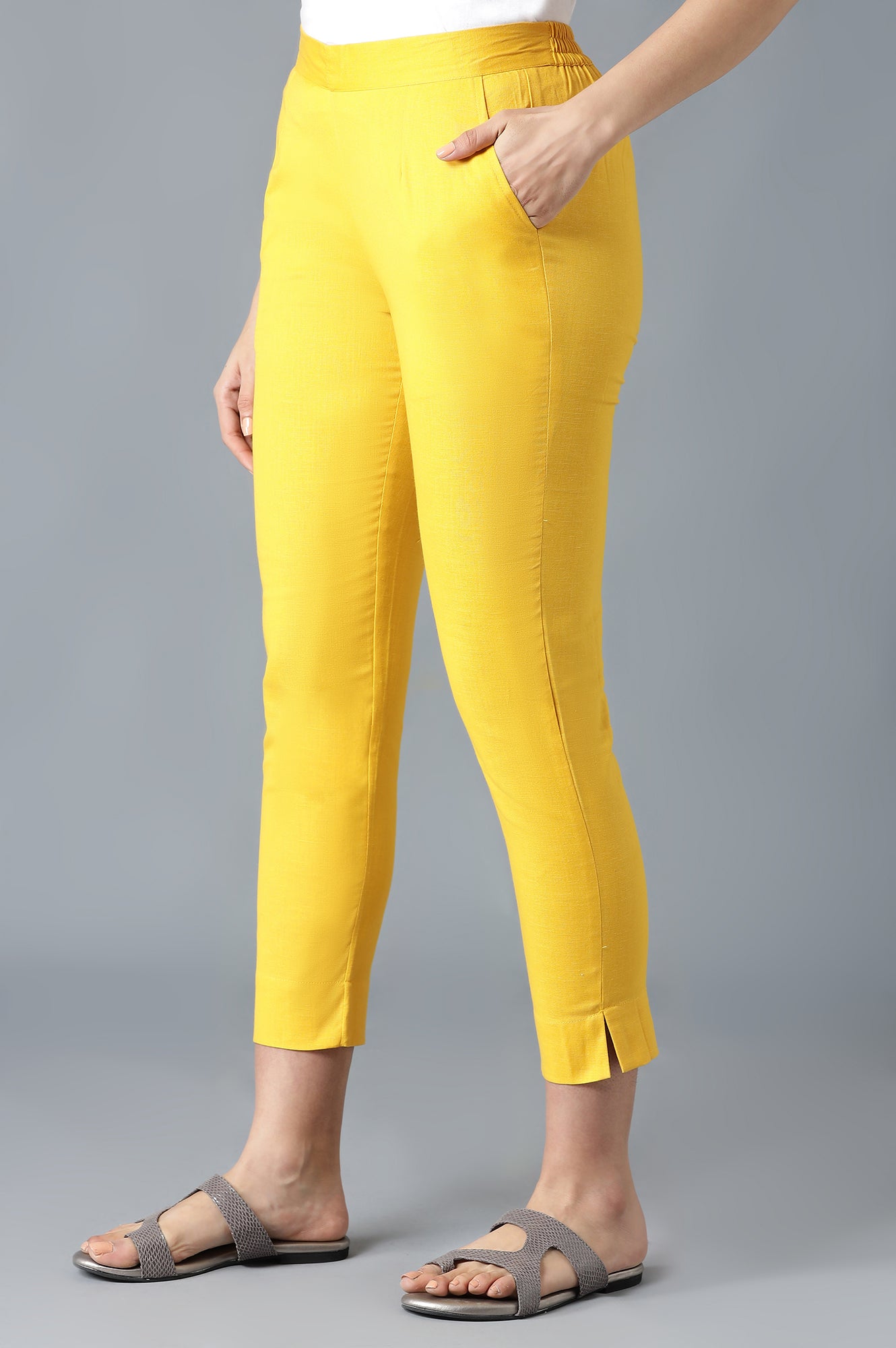 Yellow Solid Trousers