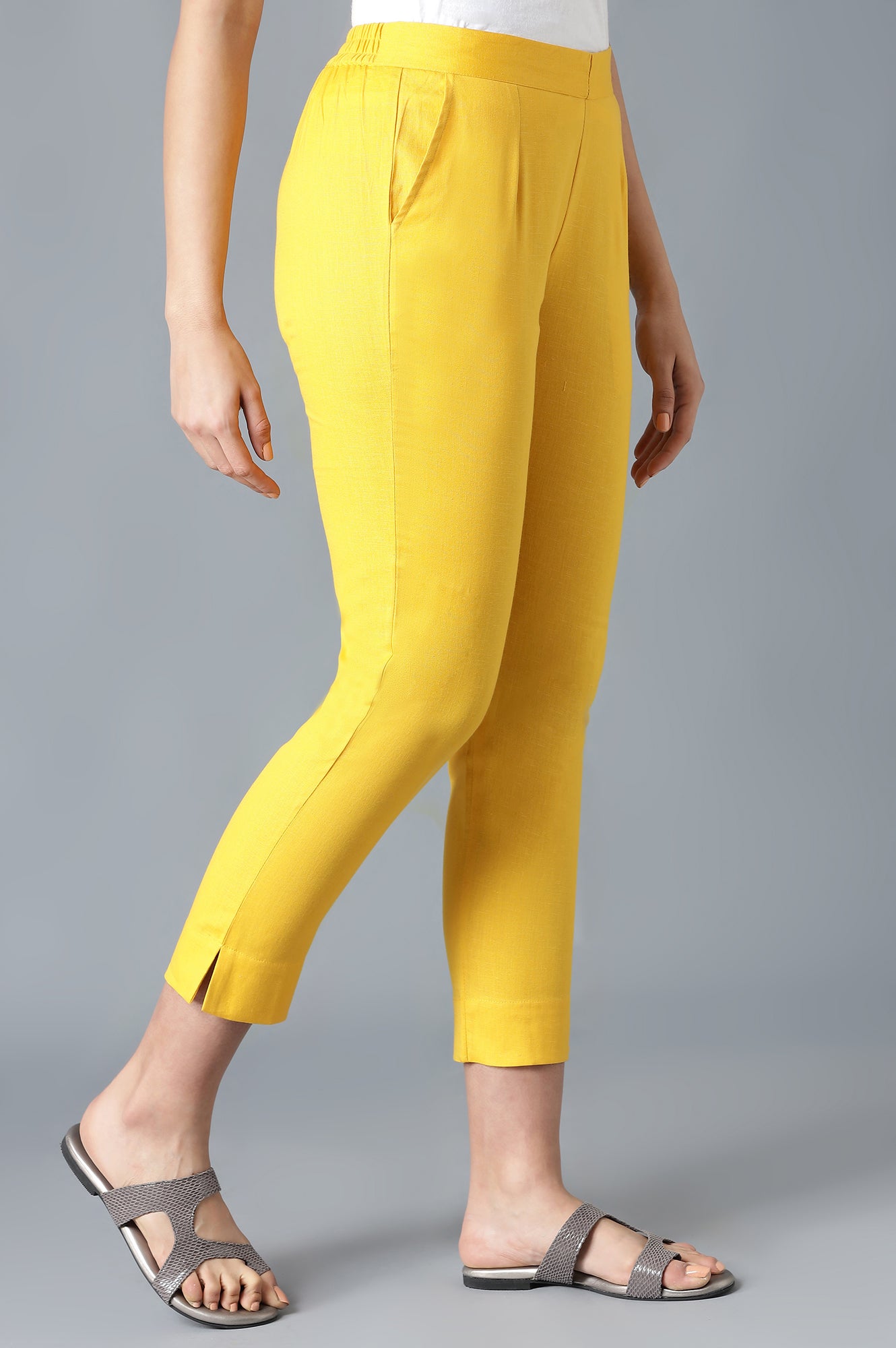 Yellow Solid Trousers