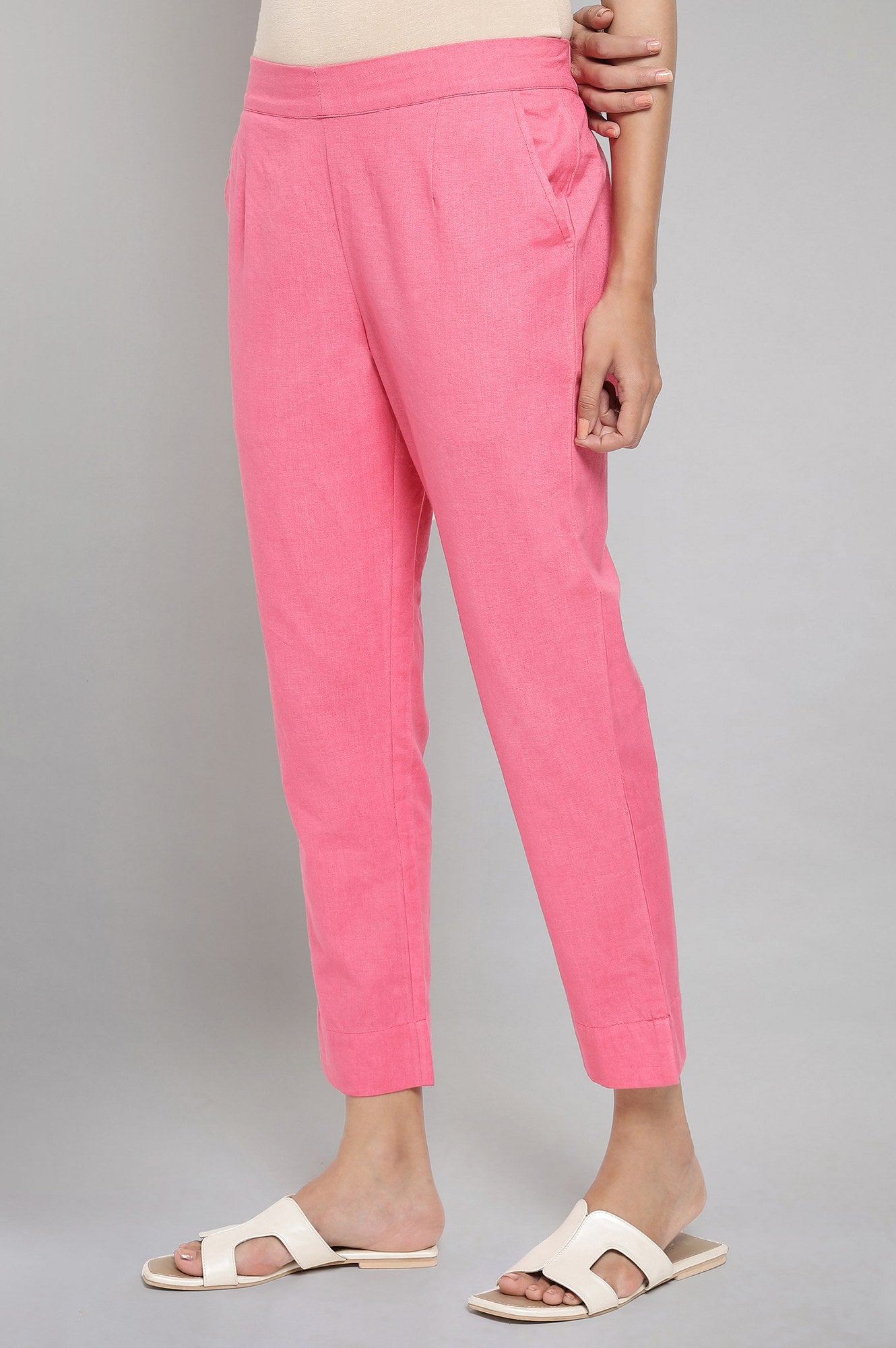 Pink Solid Trousers