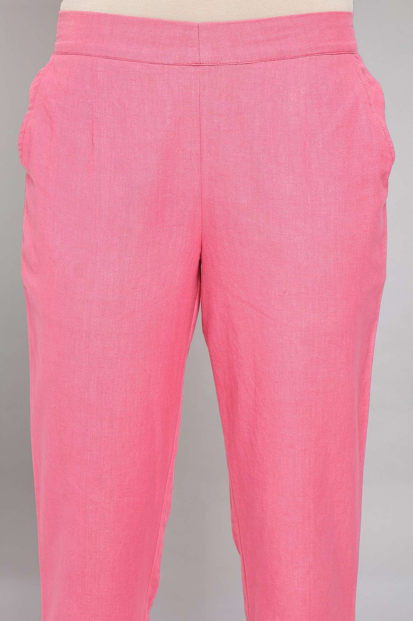 Pink Solid Trousers