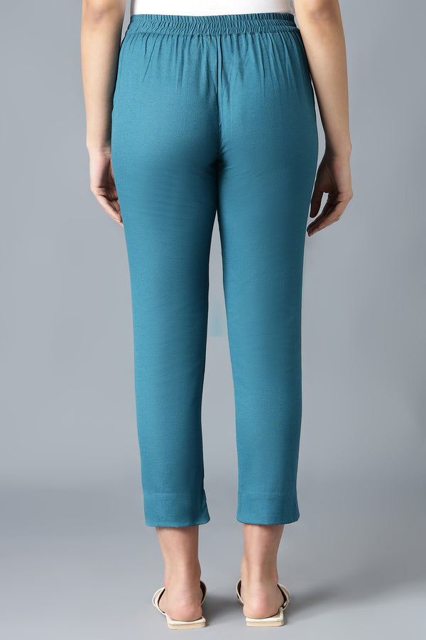 Blue Solid Trousers