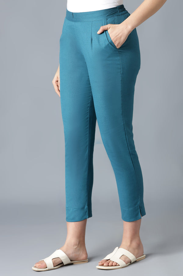 Blue Solid Trousers