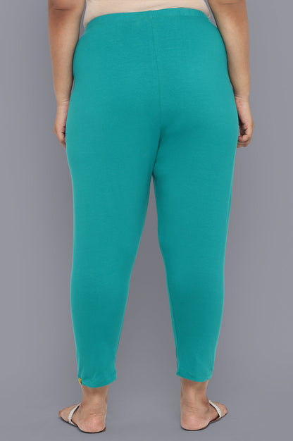 Teal Green Solid Tights