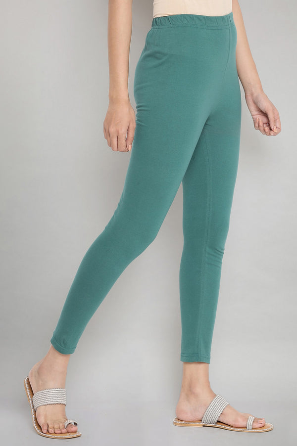 Green Pure Cotton A-line Kurta and Tight Set