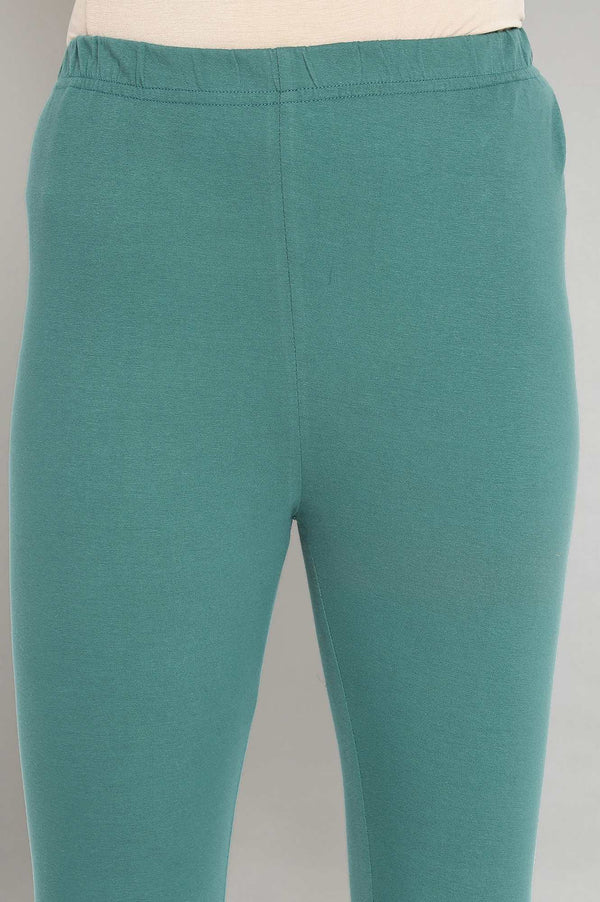 Green Floral Printed Rayon Straight Kurta and Tights Set