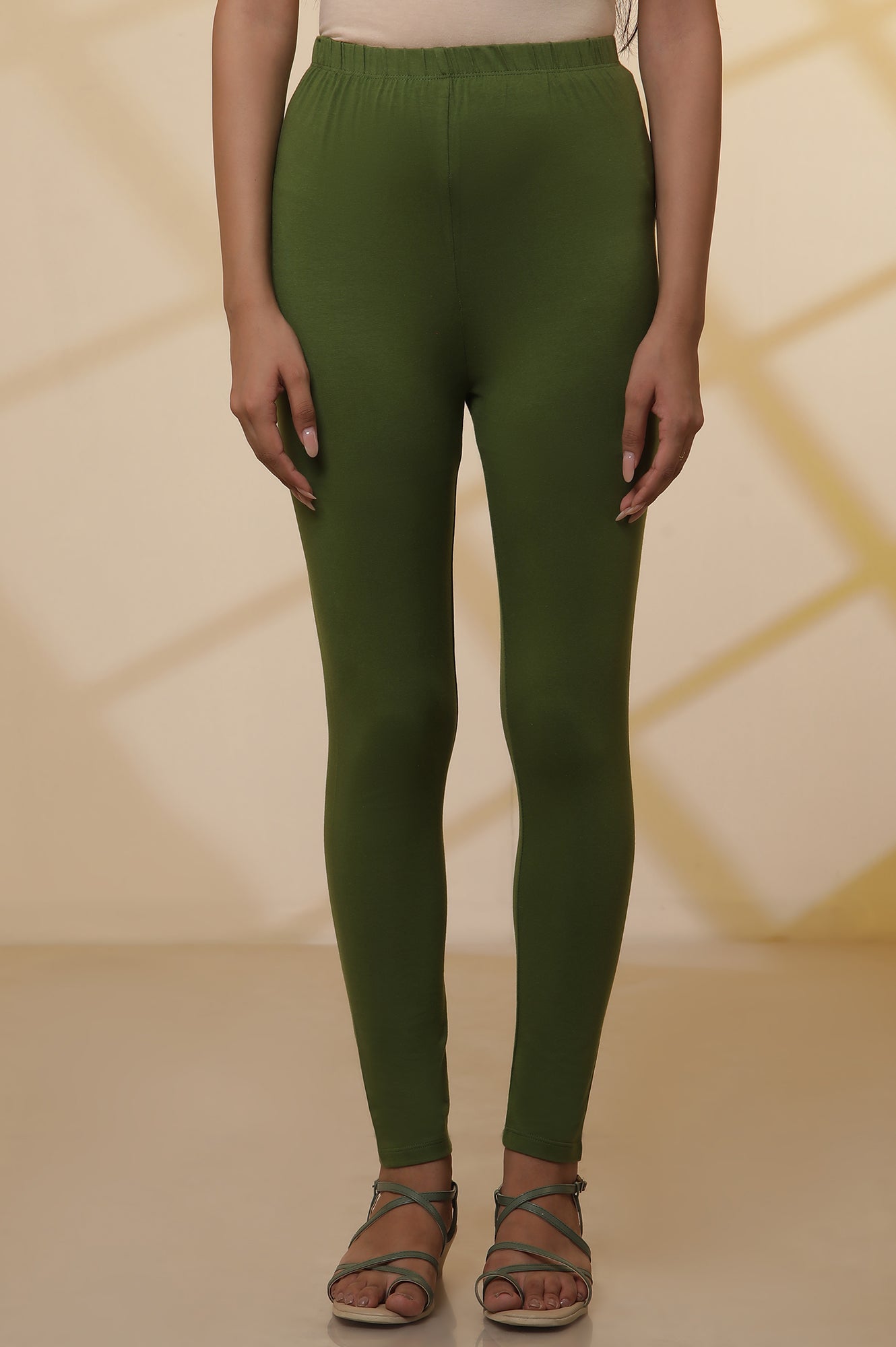 Green Solid Tights