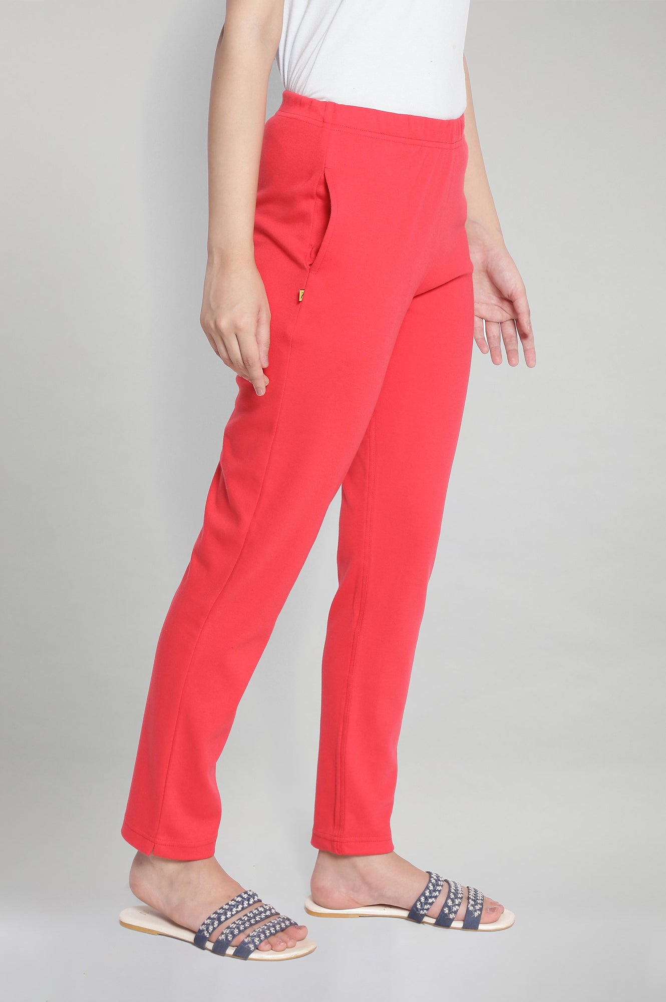 Red Solid Pants