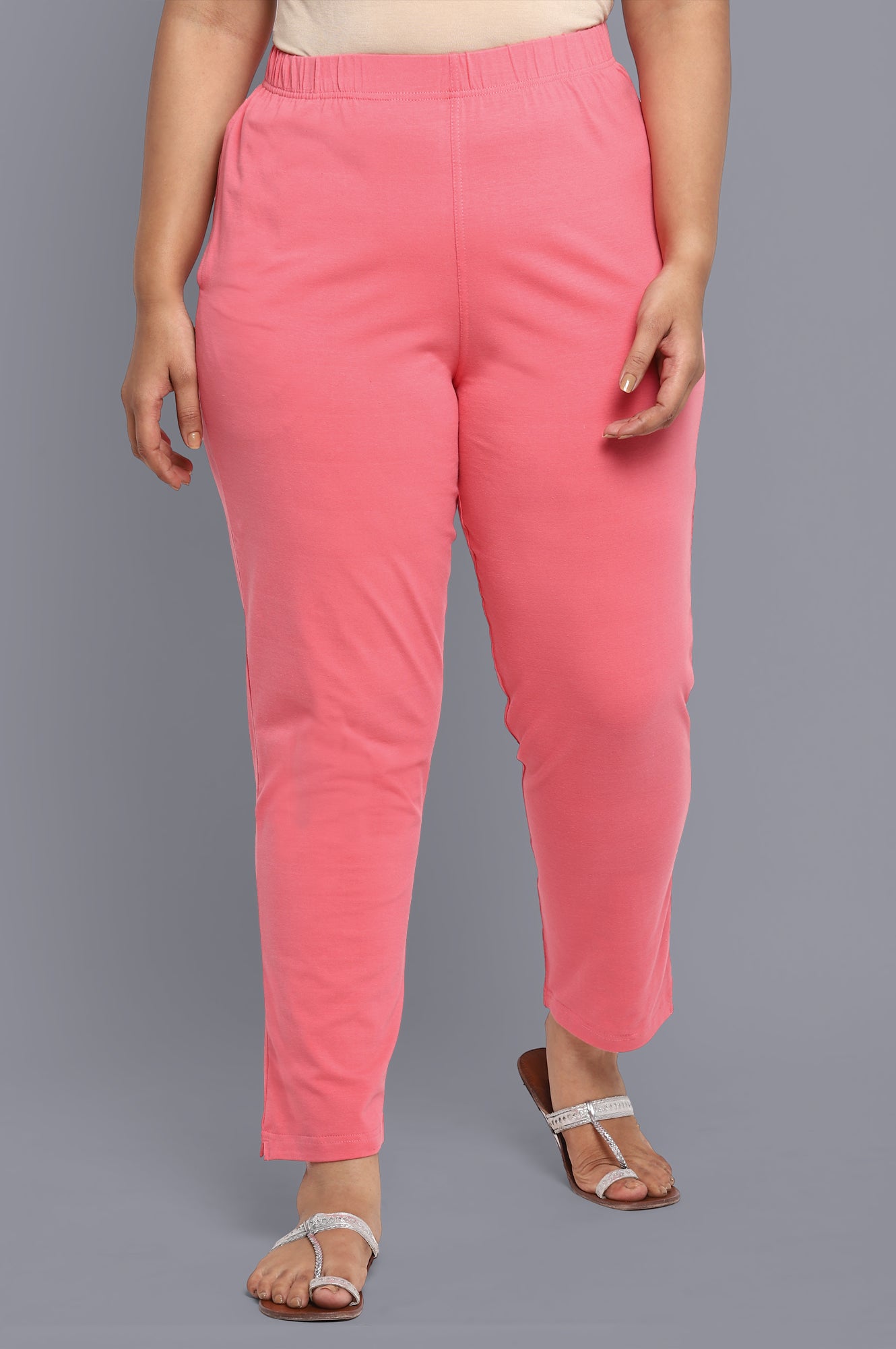 Pink Solid Pants