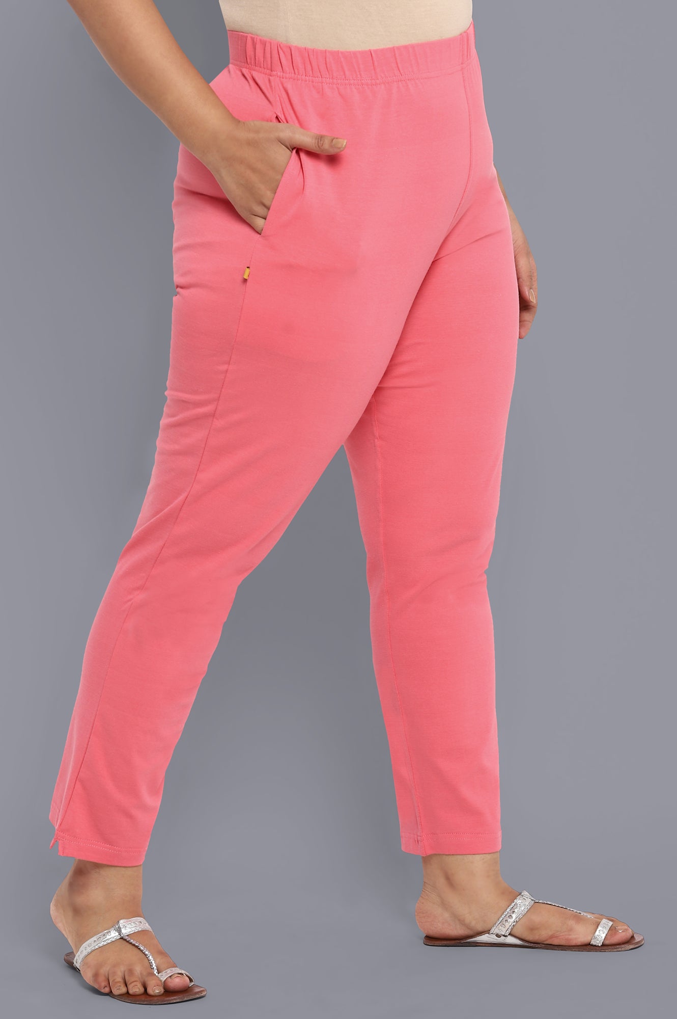 Pink Solid Pants