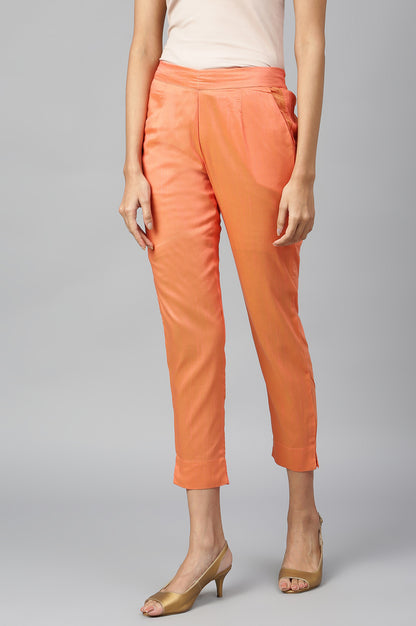 Orange Solid Trousers