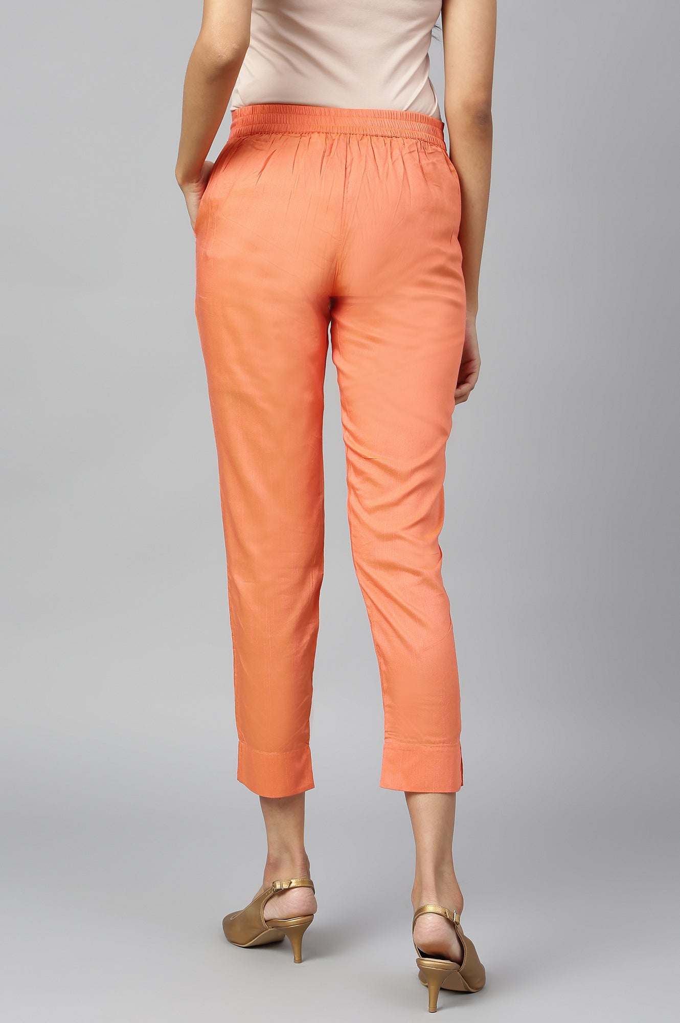 Orange Solid Trousers