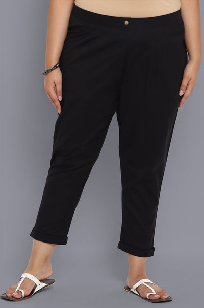 Black Solid Trousers