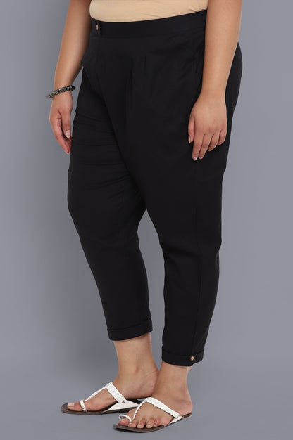 Black Solid Trousers