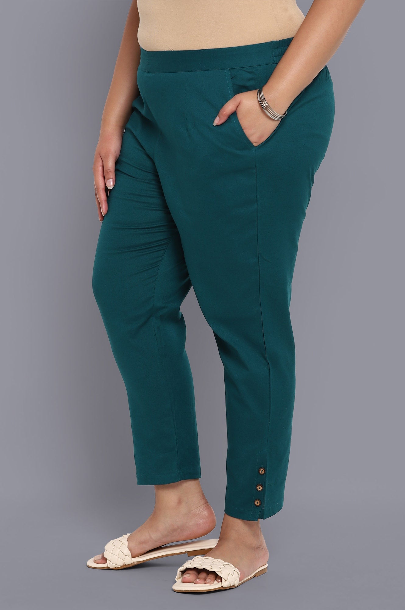 Deep Teal Solid Trousers