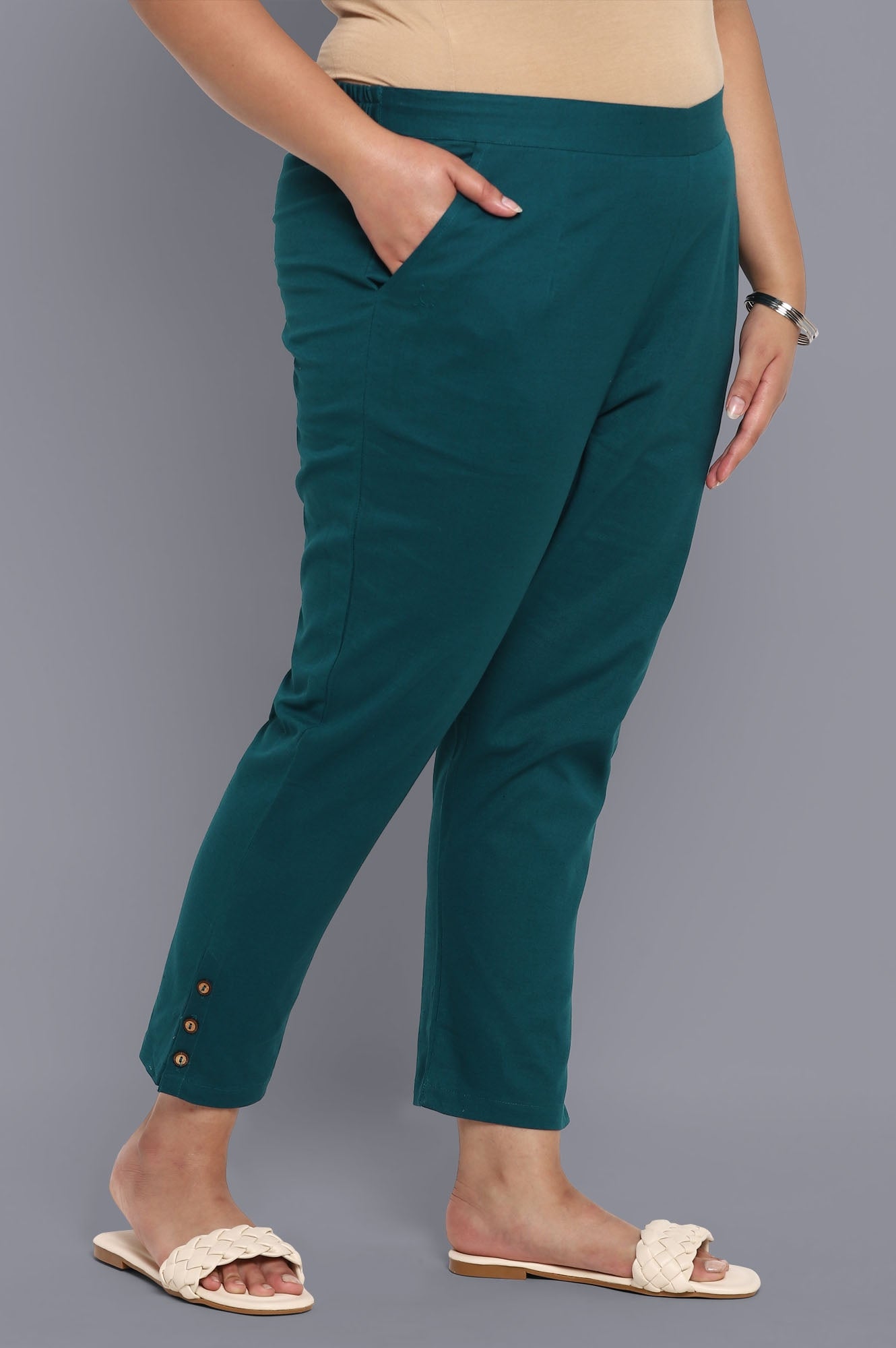 Deep Teal Solid Trousers