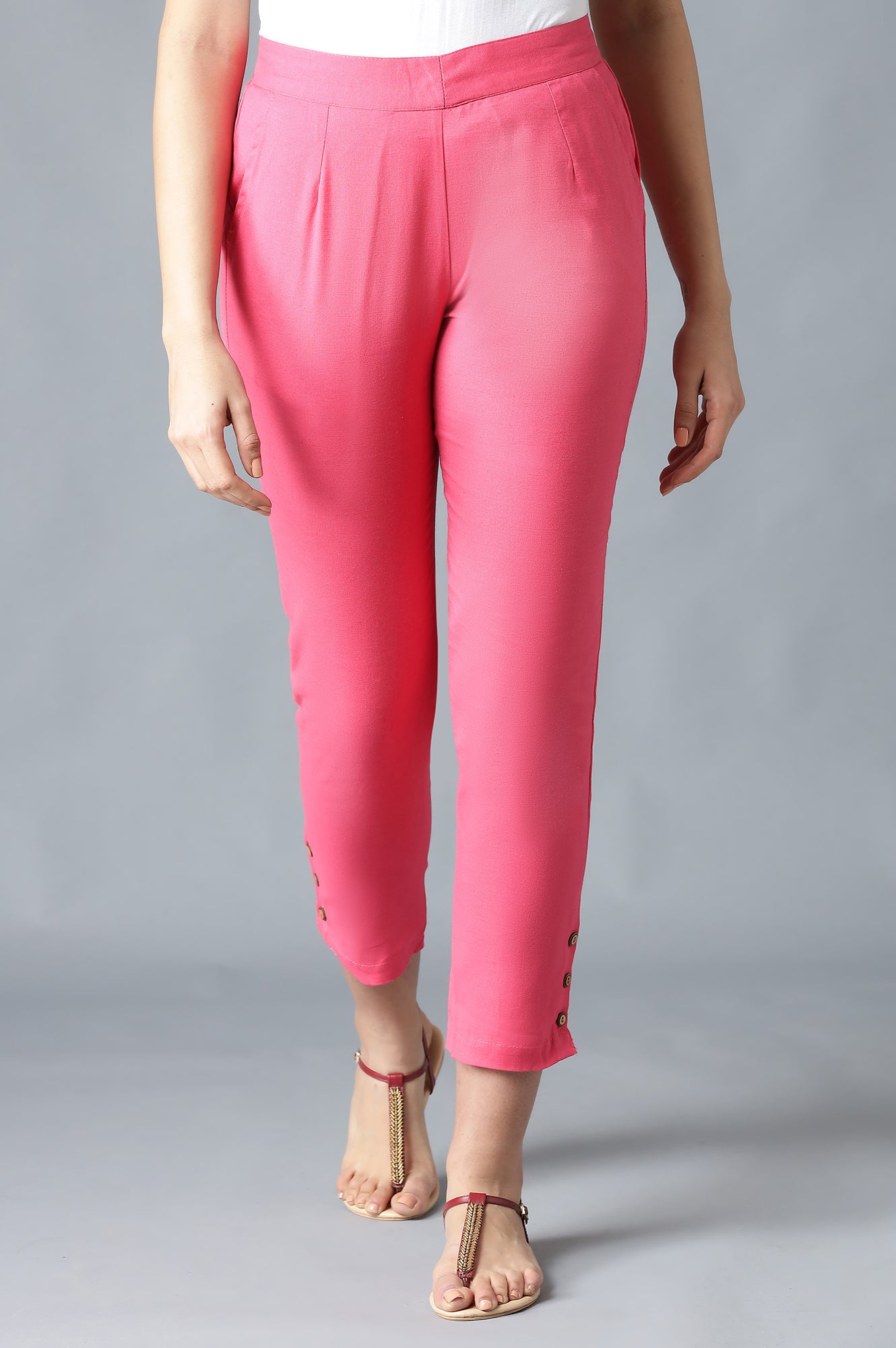 Pink Solid Trousers