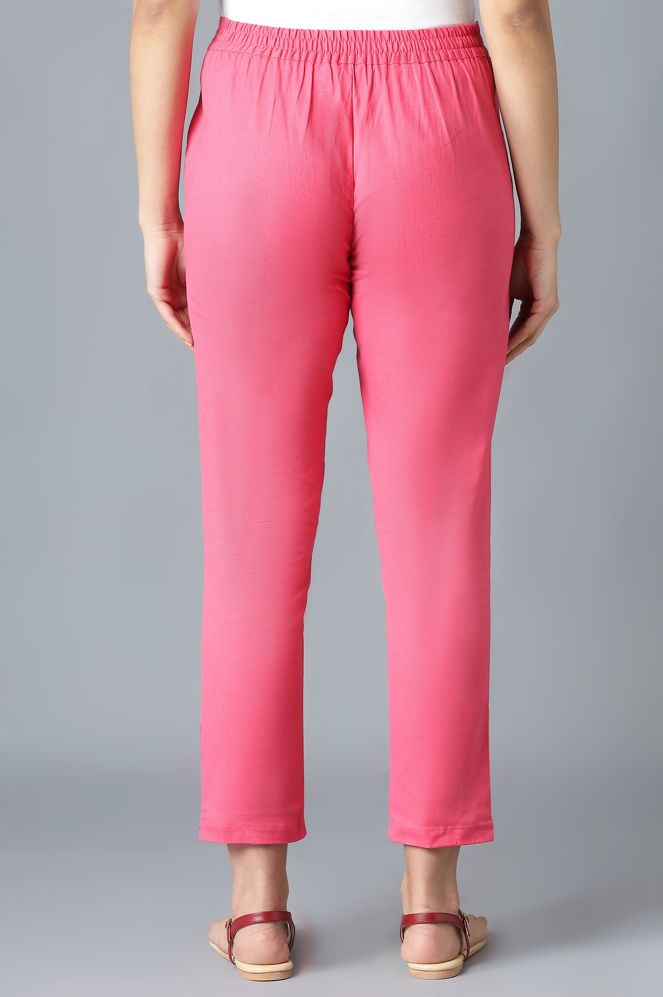 Pink Solid Trousers