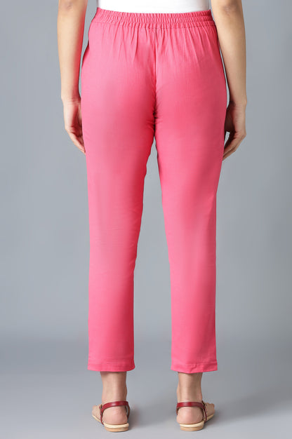 Pink Solid Trousers