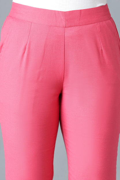 Pink Solid Trousers