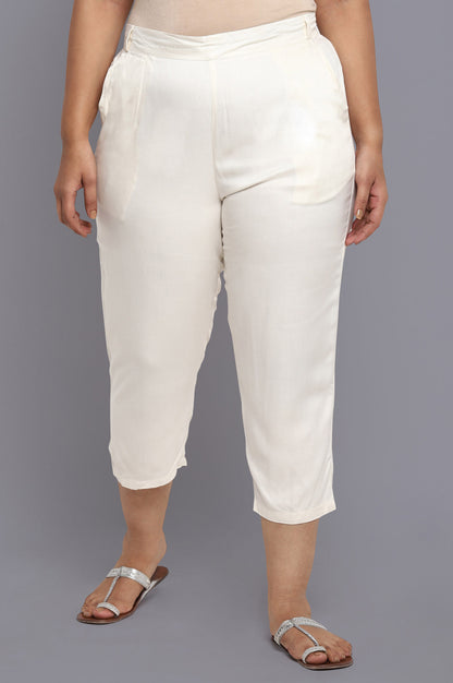 White Solid Trousers