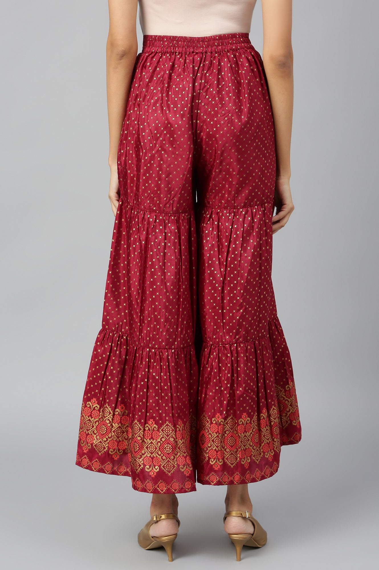 Maroon Printed Palazzos