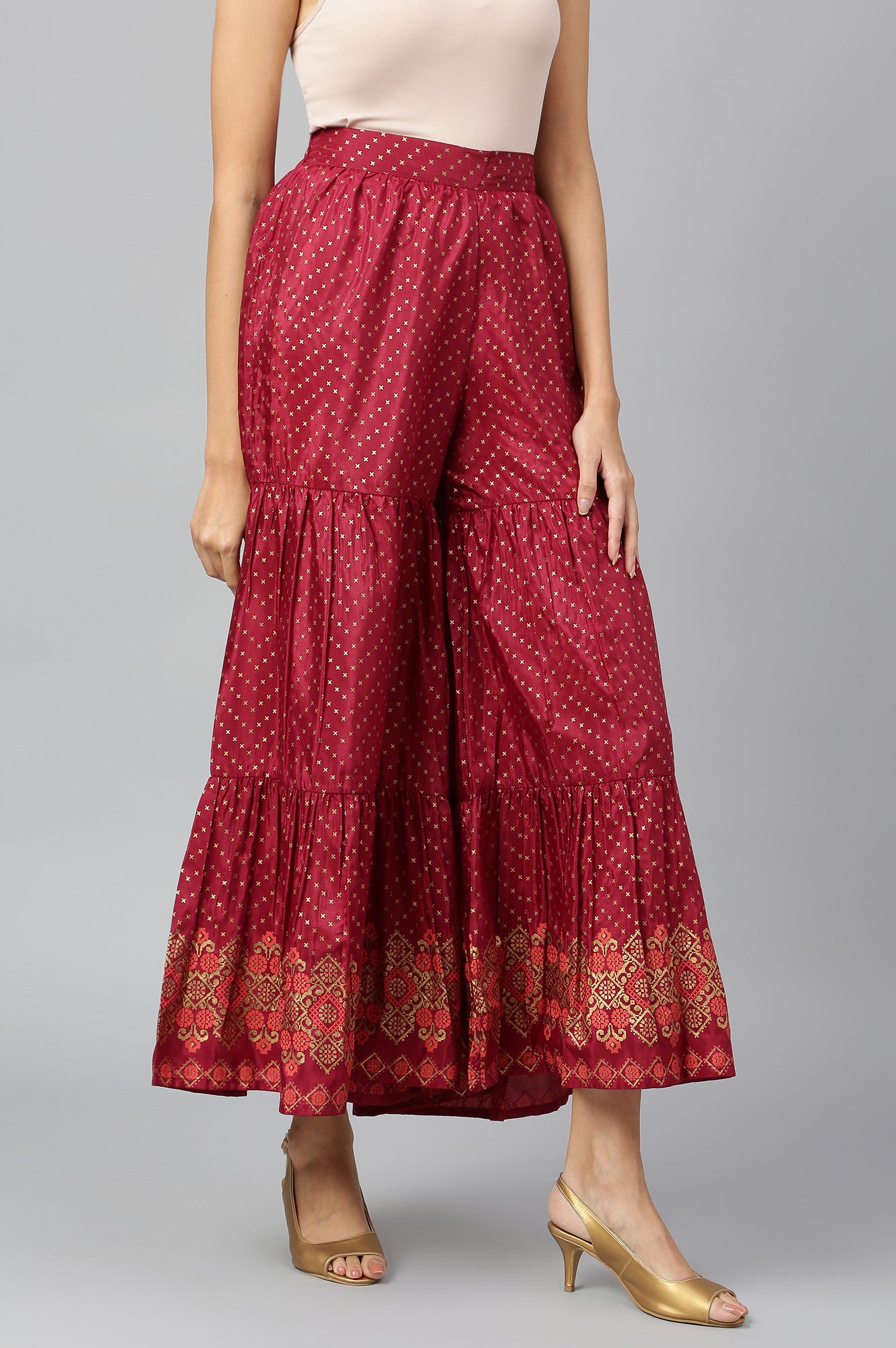 Maroon Printed Palazzos