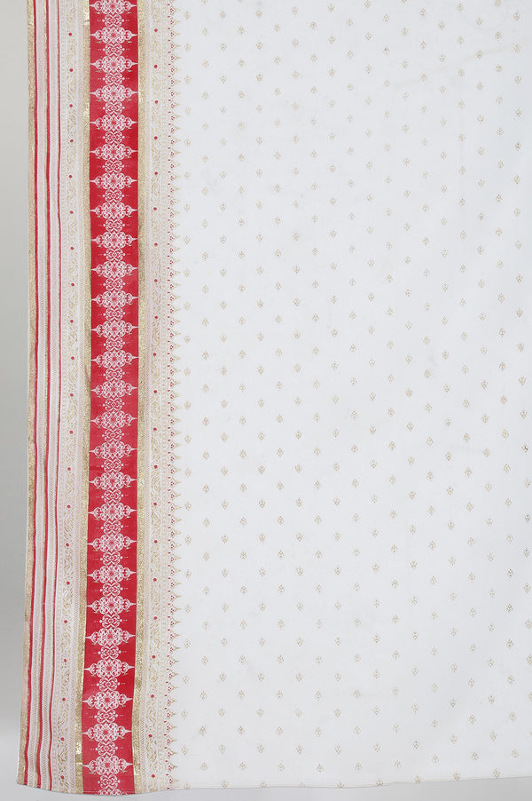 White Foil Print Dupatta