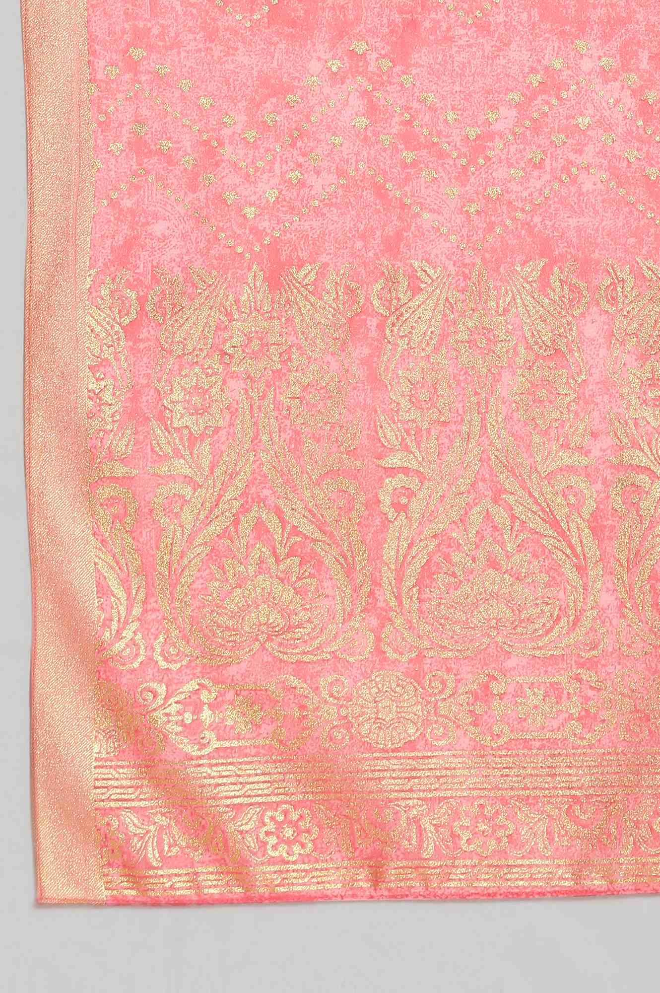 Pink Foil Print Dupatta