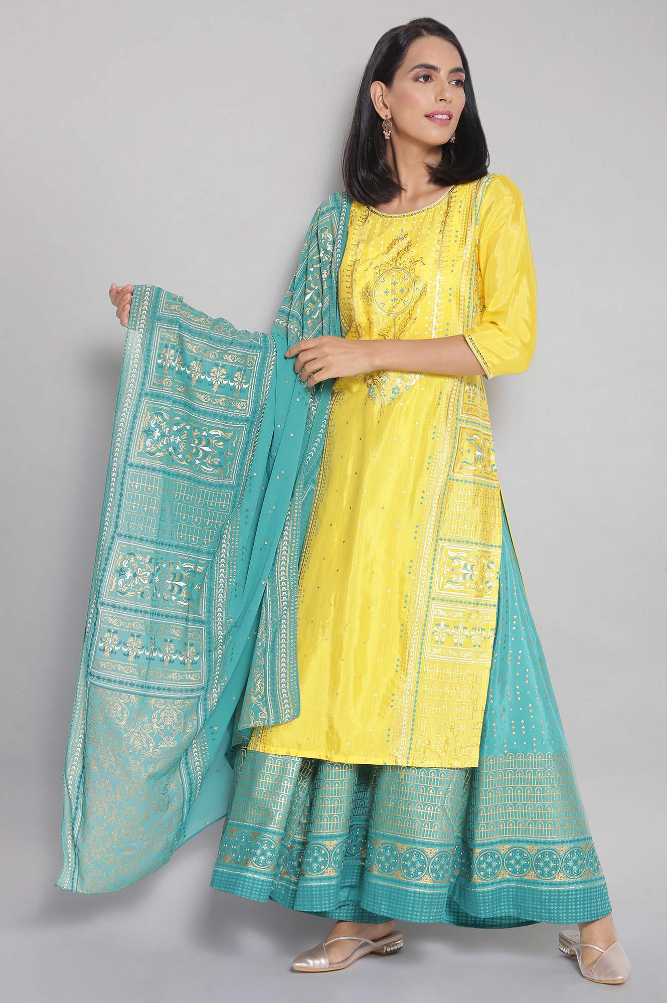 Green Foil Print Dupatta