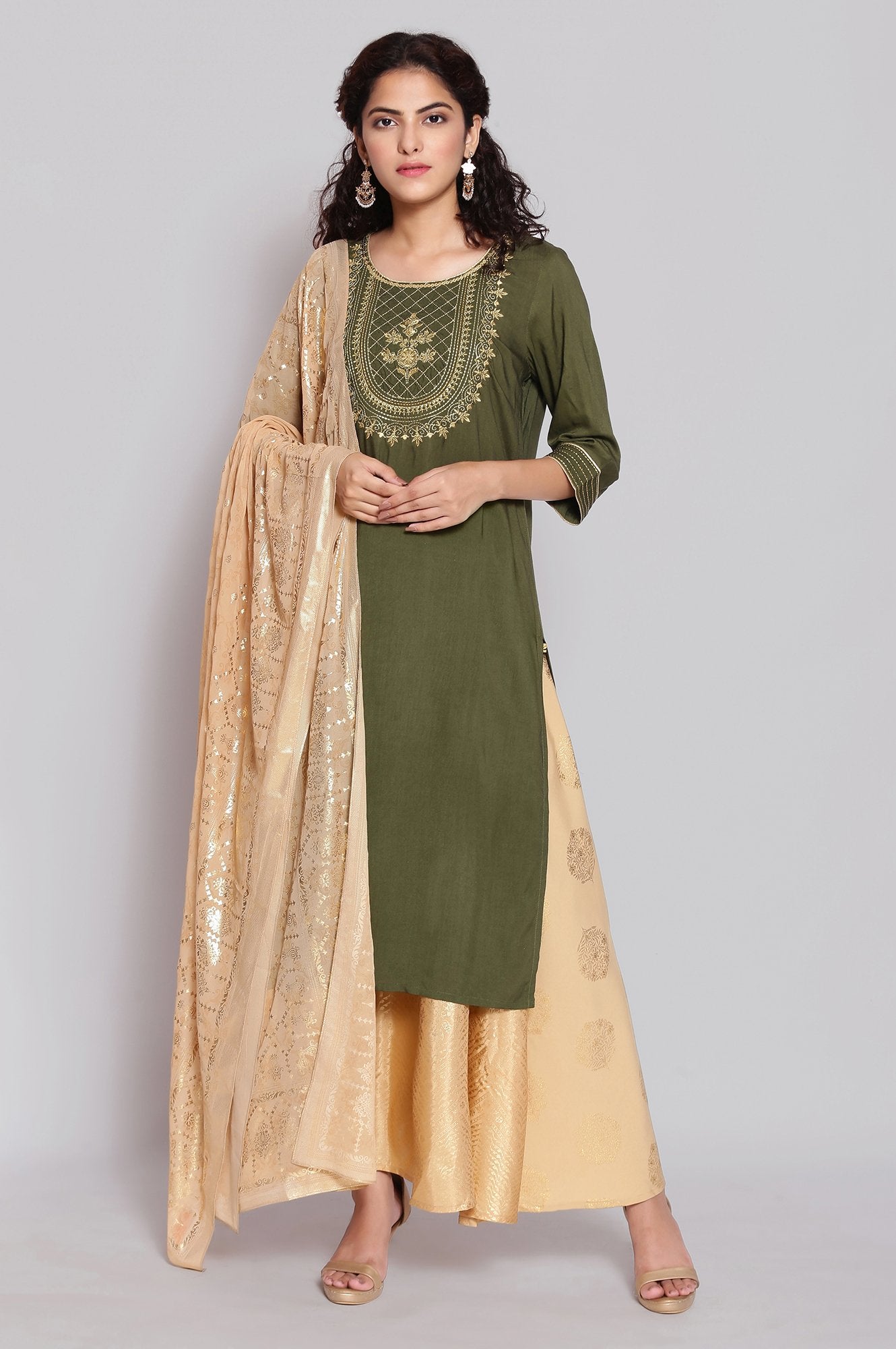 Gold Foil Print Dupatta