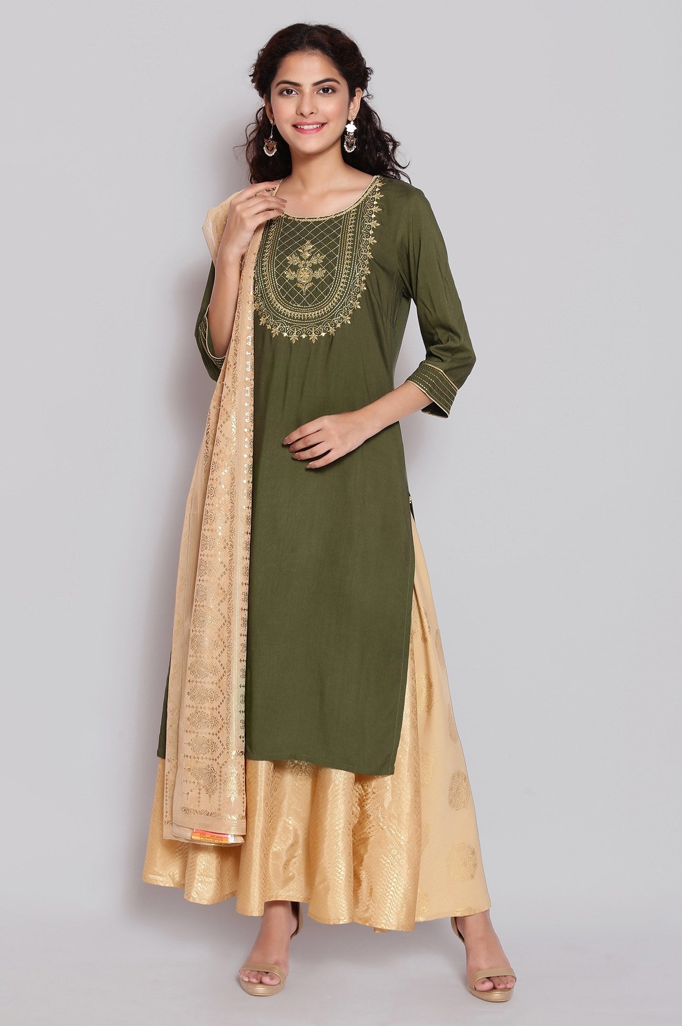 Gold Foil Print Dupatta