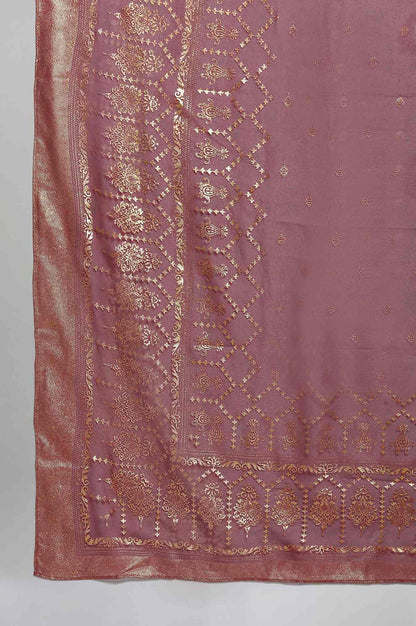 Maroon Foil Print Dupatta