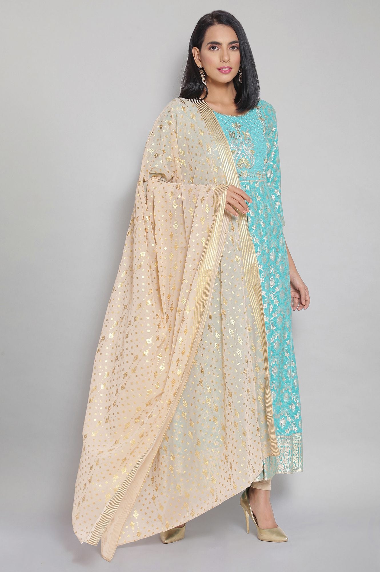 Gold Foil Print Dupatta