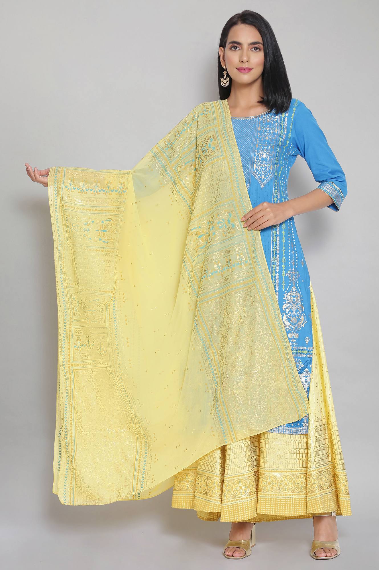 Gold Foil Print Dupatta