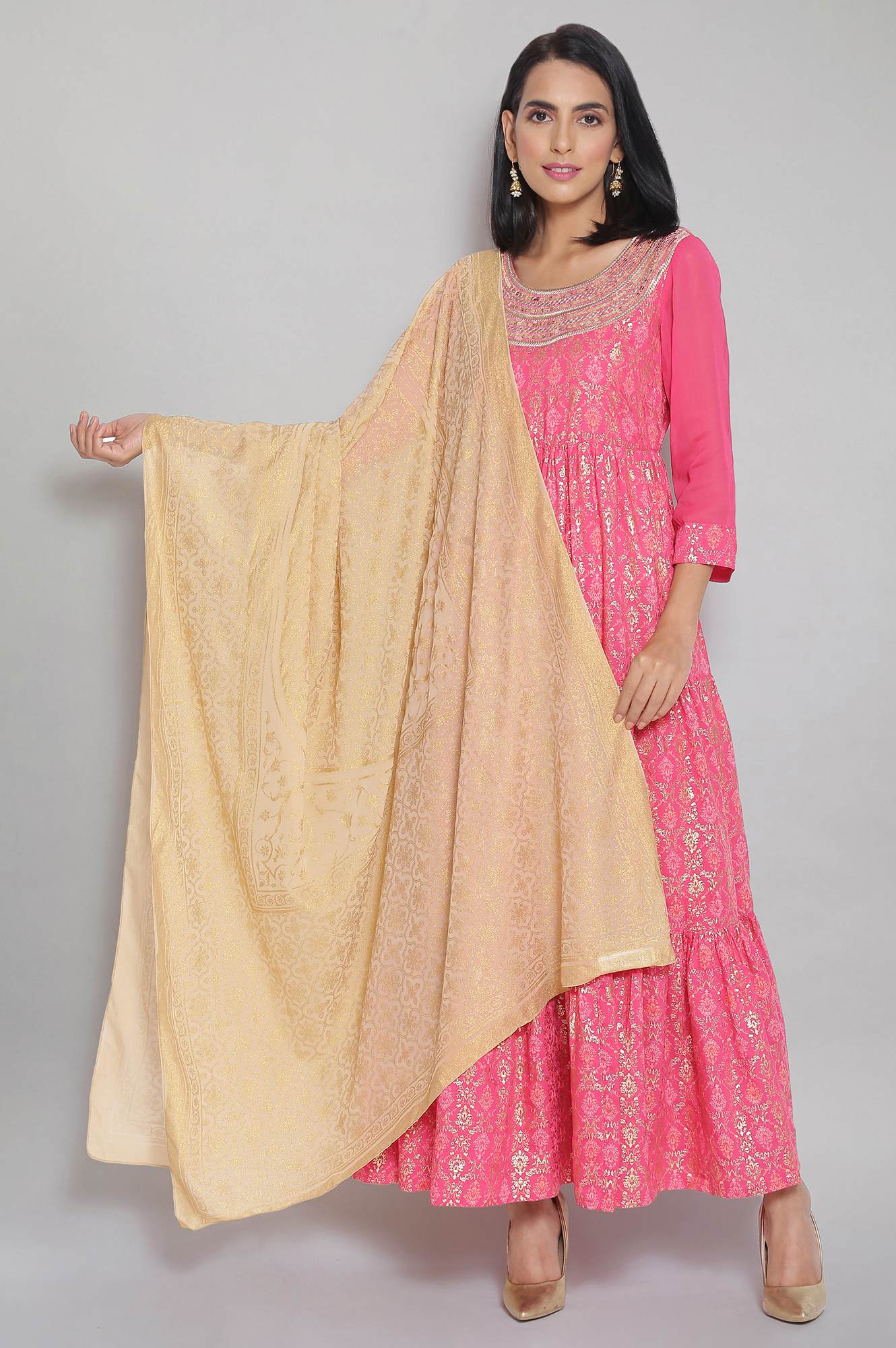 Gold Foil Print Dupatta