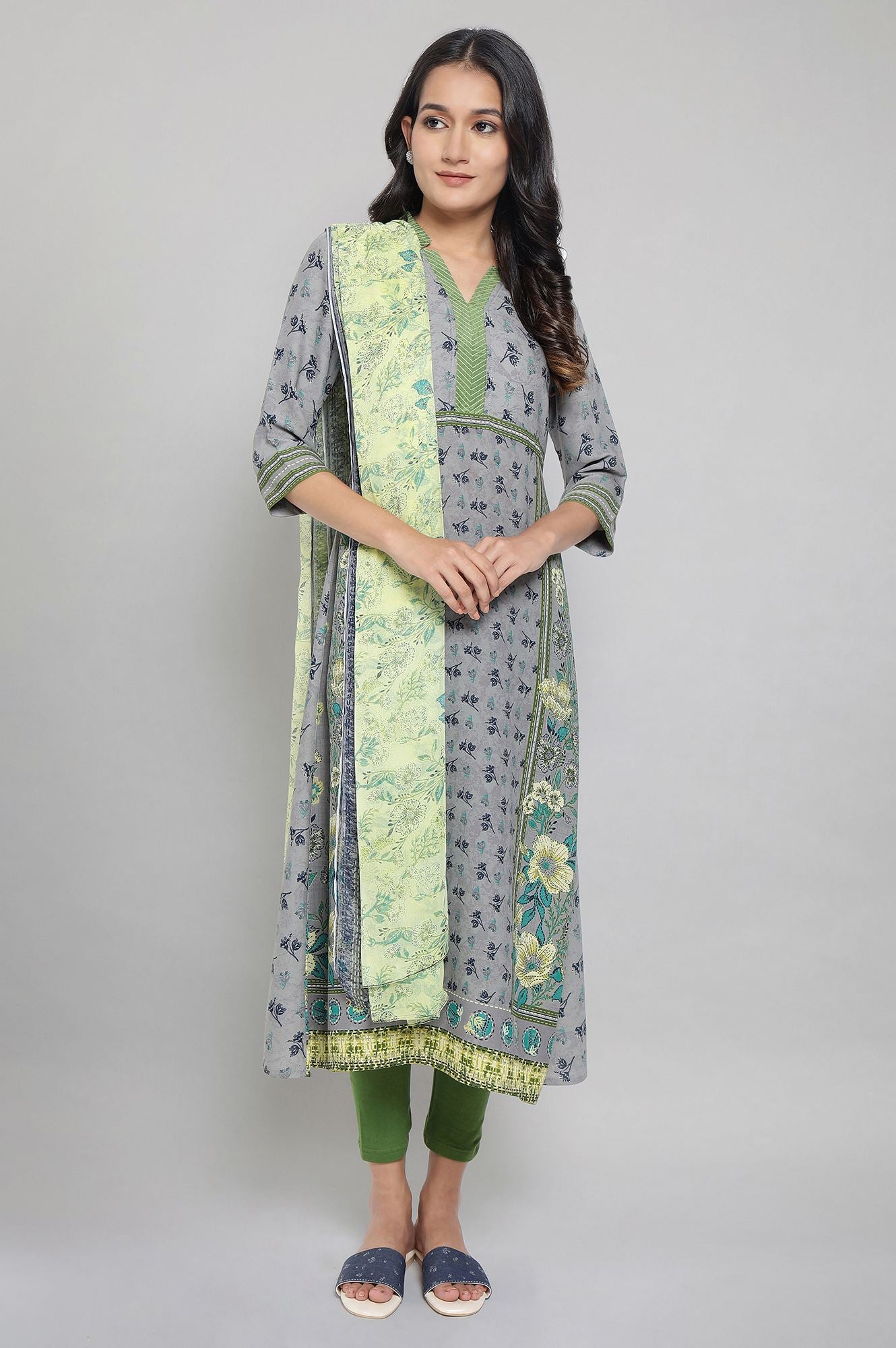 Green Printed Chiffon Dupatta