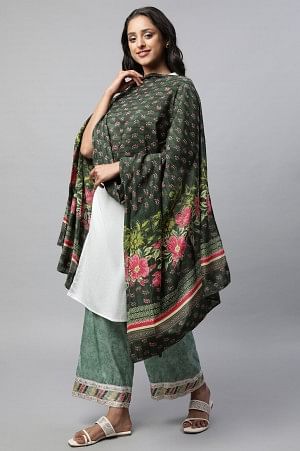 Green Printed Dupatta