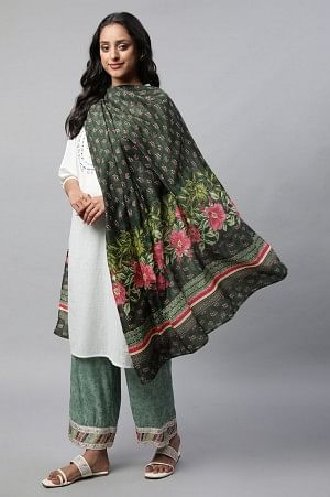 Green Printed Dupatta