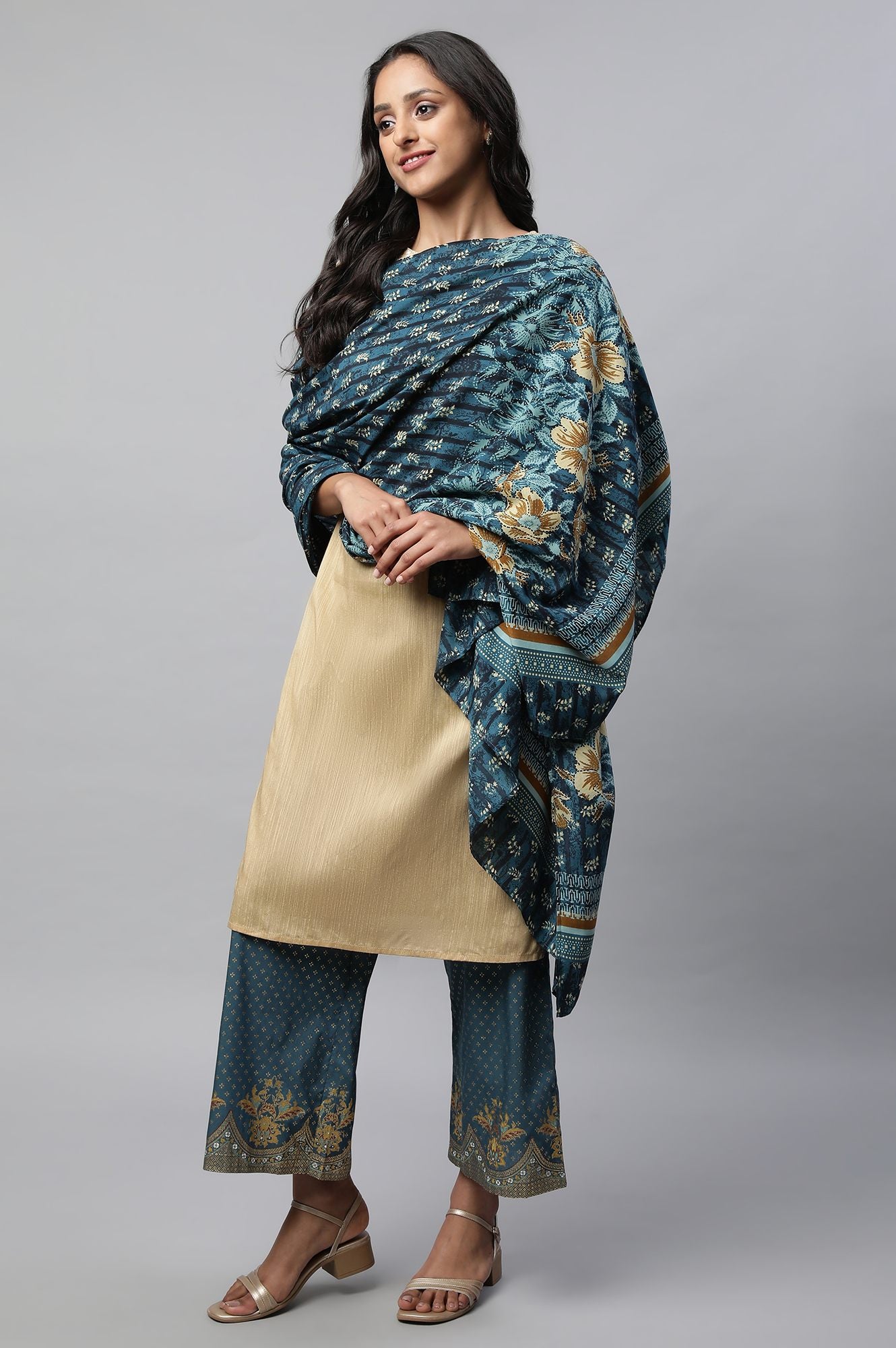 Blue Printed Dupatta