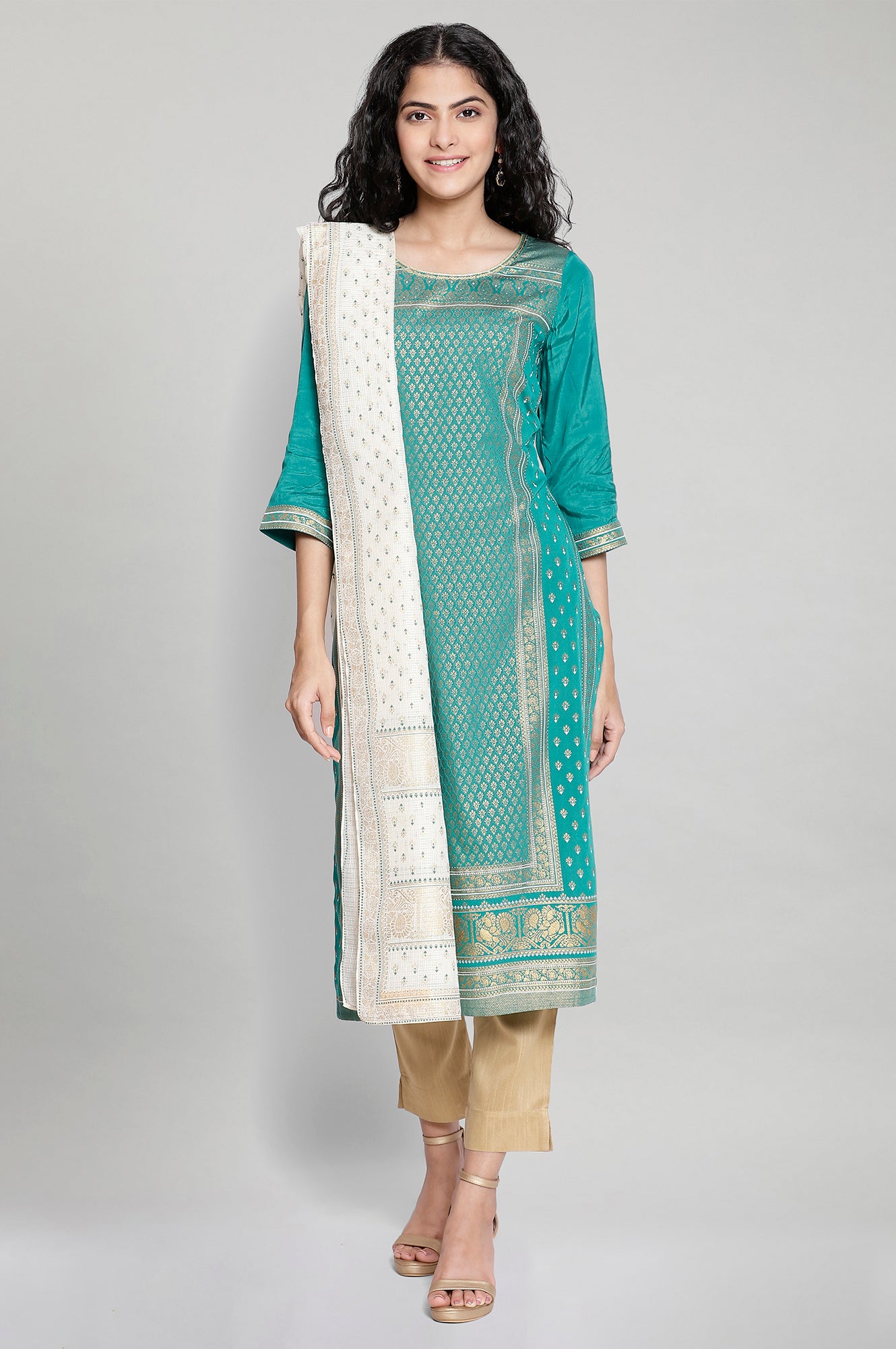 White Foil Print Dupatta