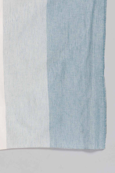 Blue Cotton Dobby Geometric Print Dupatta