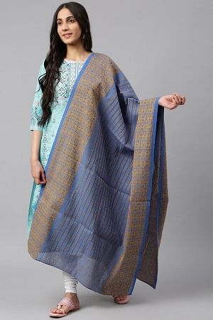 Blue Printed Cotton Dupatta