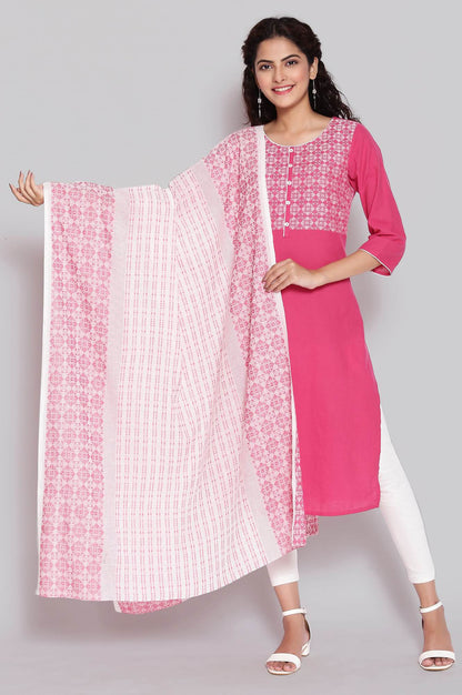 White Printed Cotton Dupatta