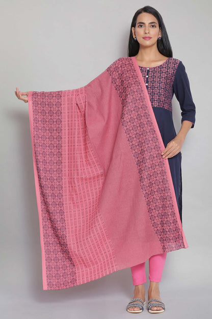 Pink Printed Cotton Dupatta